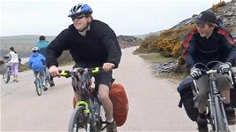 Joe and Josh on the busy Camel Trail from Wadebridge to Padstow